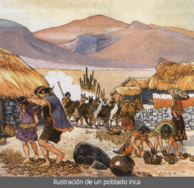 Ilustración de un poblado inca